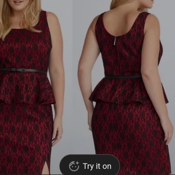 Torrid X Rebel Wilson Red Peplum with Black Lace Sleeveless Rockabilly Dress 20 - Picture 12 of 12